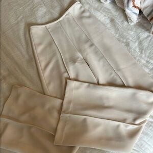 Mango Women's Wide Leg Pants in Cream